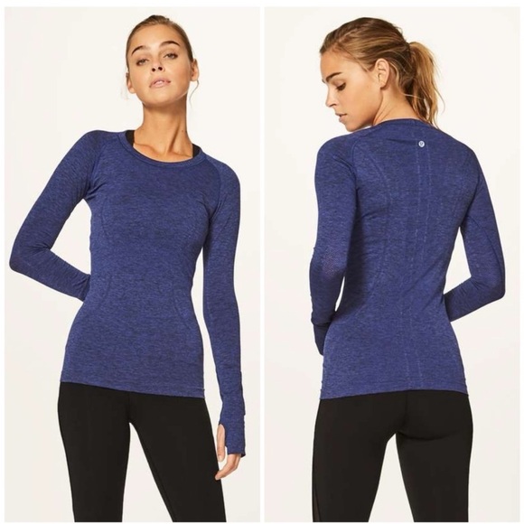 Lululemon Sz 2 Swiftly Tech Long Sleeve Crew Psychic / Black - Picture 1 of 4